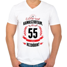 PRINTFASHION kamasz-55-black-red - Férfi V-nyakú póló - Fehér férfi póló