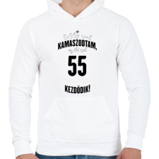 PRINTFASHION kamasz-55-black-white - Férfi kapucnis pulóver - Fehér férfi pulóver, kardigán