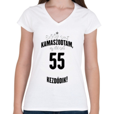 PRINTFASHION kamasz-55-black-white - Női V-nyakú póló - Fehér