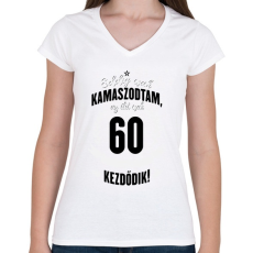 PRINTFASHION kamasz-60-black-white - Női V-nyakú póló - Fehér