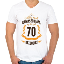 PRINTFASHION kamasz-70-brown-orange - Férfi V-nyakú póló - Fehér férfi póló