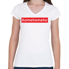 PRINTFASHION Kamehameha - Női V-nyakú póló - Fehér