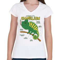 PRINTFASHION Kaméleon anatómia - Női V-nyakú póló - Fehér