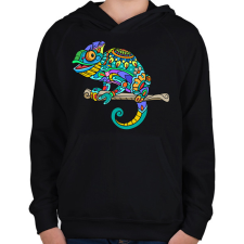 PRINTFASHION Kaméleon  - Gyerek kapucnis pulóver - Fekete gyerek pulóver, kardigán