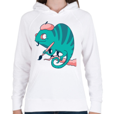 PRINTFASHION Kaméleon Picasso - Női kapucnis pulóver - Fehér női pulóver, kardigán