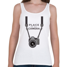 PRINTFASHION Kamerám helye - Női atléta - Fehér női trikó