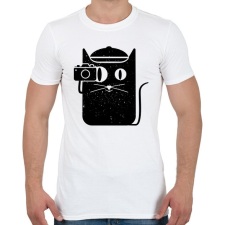 PRINTFASHION Kamerás cica - Férfi póló - Fehér férfi póló