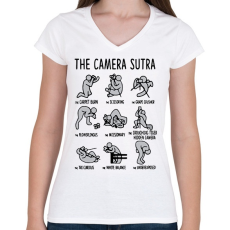 PRINTFASHION Kamerasutra - Női V-nyakú póló - Fehér