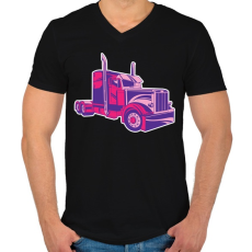 PRINTFASHION Kamion - Férfi V-nyakú póló - Fekete