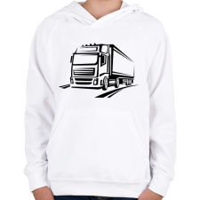 PRINTFASHION Kamion - Gyerek kapucnis pulóver - Fehér gyerek pulóver, kardigán