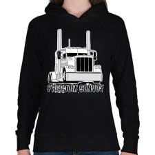 PRINTFASHION Kamion - Női kapucnis pulóver - Fekete női pulóver, kardigán