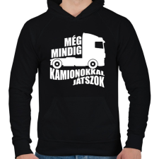 PRINTFASHION Kamionokkal Játszok - Férfi kapucnis pulóver - Fekete férfi pulóver, kardigán