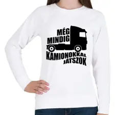 PRINTFASHION Kamionokkal játszok - Női pulóver - Fehér női pulóver, kardigán