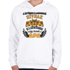 PRINTFASHION Kamionos apa - Gyerek kapucnis pulóver - Fehér gyerek pulóver, kardigán