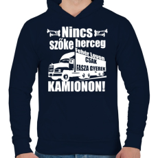 PRINTFASHION Kamionos Fehér - Férfi kapucnis pulóver - Sötétkék