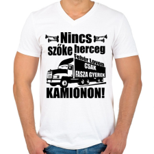 PRINTFASHION kamionos fekete - Férfi V-nyakú póló - Fehér férfi póló