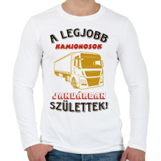 PRINTFASHION Kamionos szülinapja január - Férfi hosszú ujjú póló - Fehér