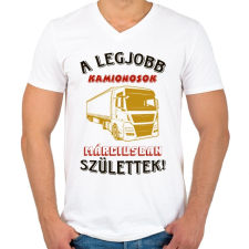 PRINTFASHION Kamionos szülinapja március színes - Férfi V-nyakú póló - Fehér férfi póló