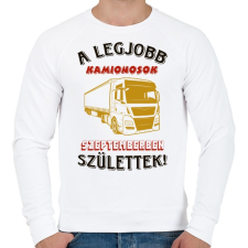 PRINTFASHION Kamionos szülinapja szeptember - Férfi pulóver - Fehér férfi pulóver, kardigán