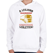 PRINTFASHION Kamionos szülinapja színes - Gyerek kapucnis pulóver - Fehér gyerek pulóver, kardigán