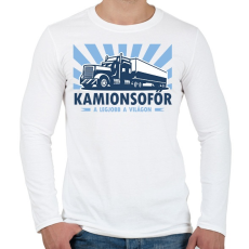 PRINTFASHION Kamionsofőr - a legjobb a világon - Férfi hosszú ujjú póló - Fehér