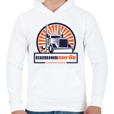 PRINTFASHION Kamionsofőr - Kamionok királya - Férfi kapucnis pulóver - Fehér