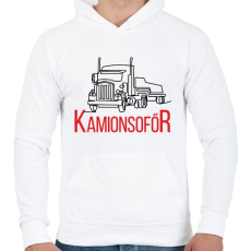 PRINTFASHION Kamionsofőr - Vonalas - Férfi kapucnis pulóver - Fehér