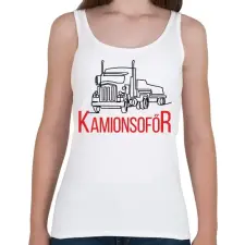 PRINTFASHION Kamionsofőr - Vonalas - Női atléta - Fehér női trikó