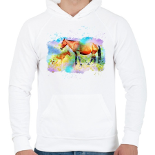 PRINTFASHION kanca és kiscsikója - Férfi kapucnis pulóver - Fehér férfi pulóver, kardigán