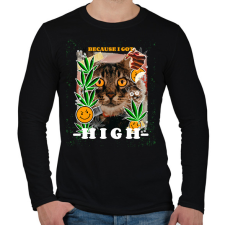 PRINTFASHION Kannabisz cica - Férfi hosszú ujjú póló - Fekete férfi póló