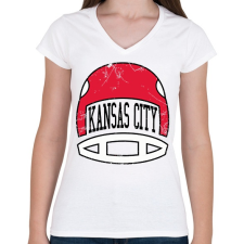 PRINTFASHION Kansas city - Női V-nyakú póló - Fehér női póló