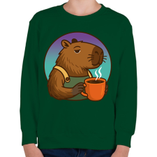 PRINTFASHION Kapibara barista - Gyerek pulóver - Sötétzöld gyerek pulóver, kardigán