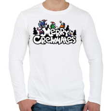 PRINTFASHION Karácsoniy among us meme - merry crewmates - Férfi hosszú ujjú póló - Fehér