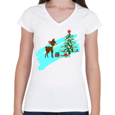 PRINTFASHION Karácsony1 - Női V-nyakú póló - Fehér