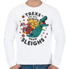 PRINTFASHION Karácsony - A T-rex vagányabb mint a szán - Férfi pulóver - Fehér férfi pulóver, kardigán
