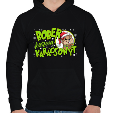 PRINTFASHION Karácsony Bober xmas - Férfi kapucnis pulóver - Fekete