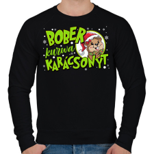 PRINTFASHION Karácsony Bober xmas - Férfi pulóver - Fekete férfi pulóver, kardigán