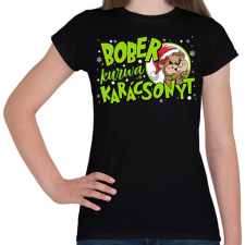 PRINTFASHION Karácsony Bober xmas - Női póló - Fekete női póló