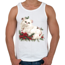 PRINTFASHION karácsony fehér cica - Férfi atléta - Fehér atléta, trikó