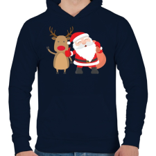 PRINTFASHION Karácsony - Férfi kapucnis pulóver - Sötétkék férfi pulóver, kardigán