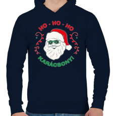 PRINTFASHION Karácsony - Ho Ho Ho - Férfi kapucnis pulóver - Sötétkék