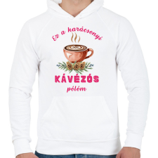 PRINTFASHION karácsony kávé - Férfi kapucnis pulóver - Fehér férfi pulóver, kardigán