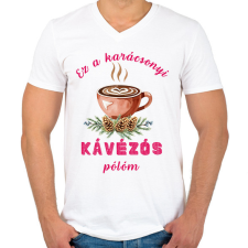 PRINTFASHION karácsony kávé - Férfi V-nyakú póló - Fehér férfi póló
