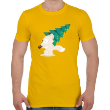 PRINTFASHION Karácsony - kis rókával - Férfi póló - Sárga férfi póló