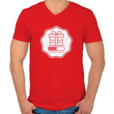PRINTFASHION KARÁCSONY LOADING - Férfi V-nyakú póló - Piros