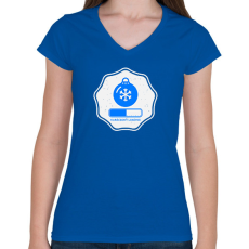 PRINTFASHION KARÁCSONY LOADING  - Női V-nyakú póló - Királykék