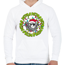 PRINTFASHION Karácsony Pedro xmas - Férfi kapucnis pulóver - Fehér férfi pulóver, kardigán