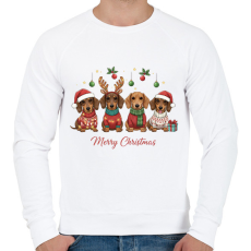 PRINTFASHION karácsony tacskós - Férfi pulóver - Fehér