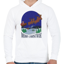 PRINTFASHION Karácsony télapó szánon - Férfi kapucnis pulóver - Fehér férfi pulóver, kardigán