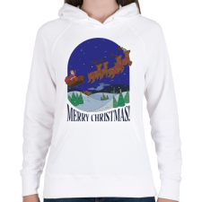 PRINTFASHION Karácsony télapó szánon - Női kapucnis pulóver - Fehér női pulóver, kardigán